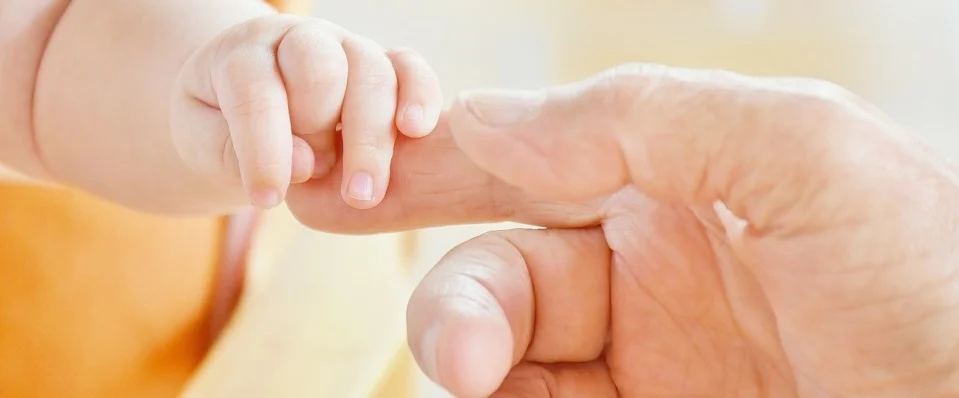 Babyhand an Hand eines Erwachsenen